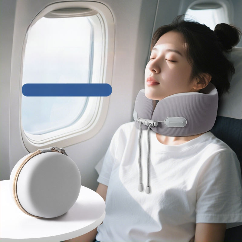 У-образена възглавница за шия от паметна пяна за пътуване, преносима, Ice Silk плат, модерен минималистичен стил, персонализирано лого