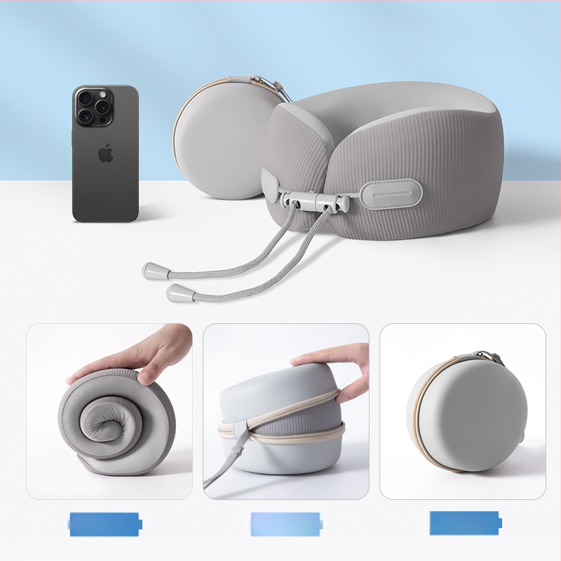 У-образена възглавница за шия от паметна пяна за пътуване, преносима, Ice Silk плат, модерен минималистичен стил, персонализирано лого