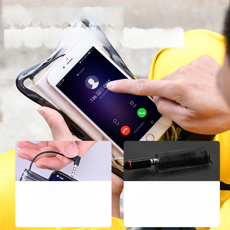 Vízálló telefonos táska érintőképernyővel, átlátszó PVC tok, két telefon fér el úszáshoz és merüléshez