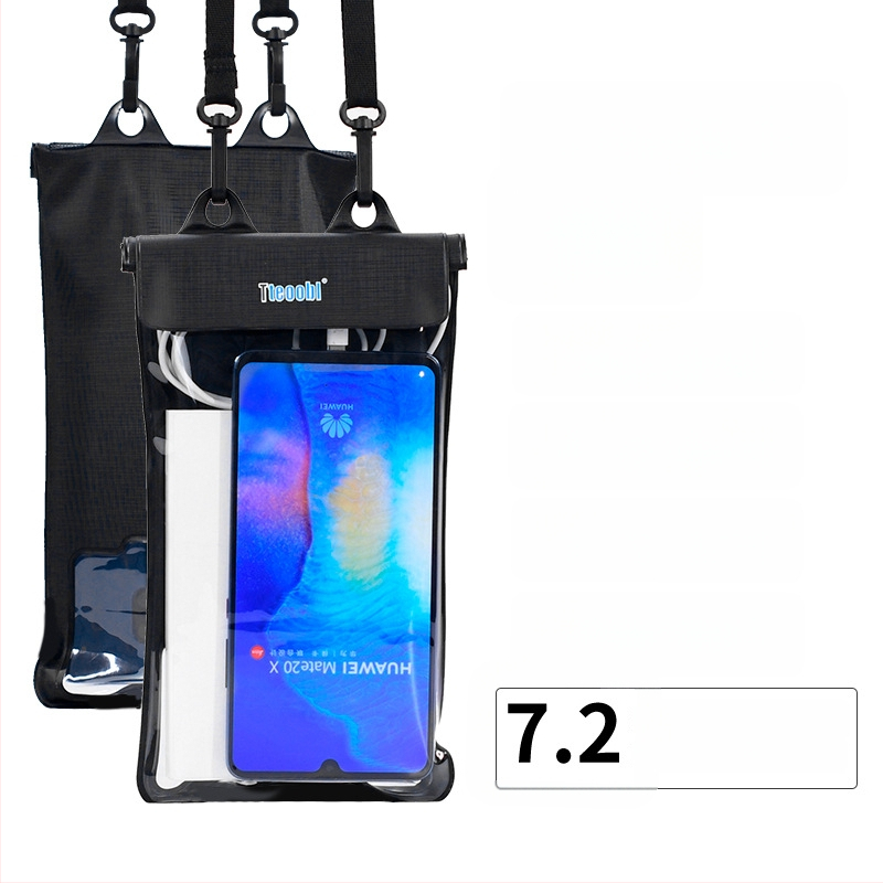 Vízálló telefonos táska érintőképernyővel, átlátszó PVC tok, két telefon fér el úszáshoz és merüléshez