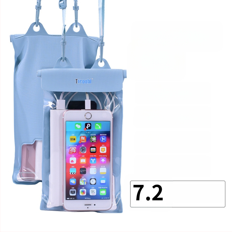 Vízálló telefonos táska érintőképernyővel, átlátszó PVC tok, két telefon fér el úszáshoz és merüléshez