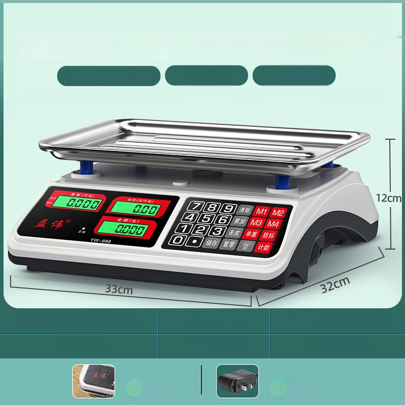 Yiwei cântar electronic digital pentru uz comercial, interval de măsurare 0,01–30 kg, afișaj LCD, alimentare 220V