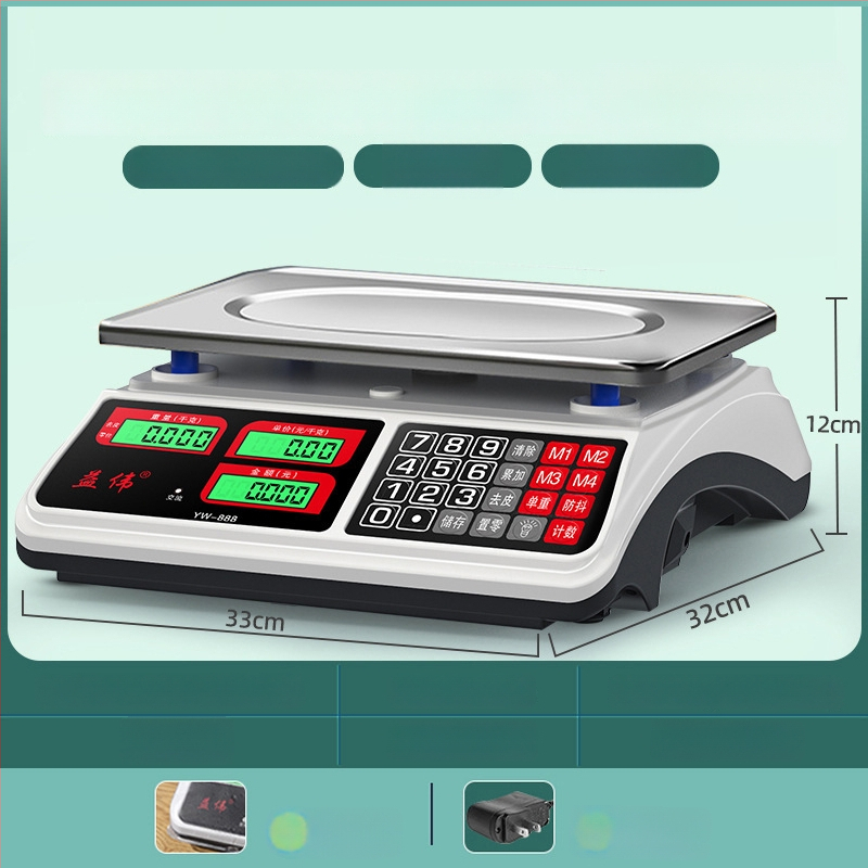 Yiwei cântar electronic digital pentru uz comercial, interval de măsurare 0,01–30 kg, afișaj LCD, alimentare 220V