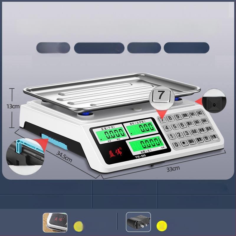 Yiwei cântar electronic digital pentru uz comercial, interval de măsurare 0,01–30 kg, afișaj LCD, alimentare 220V