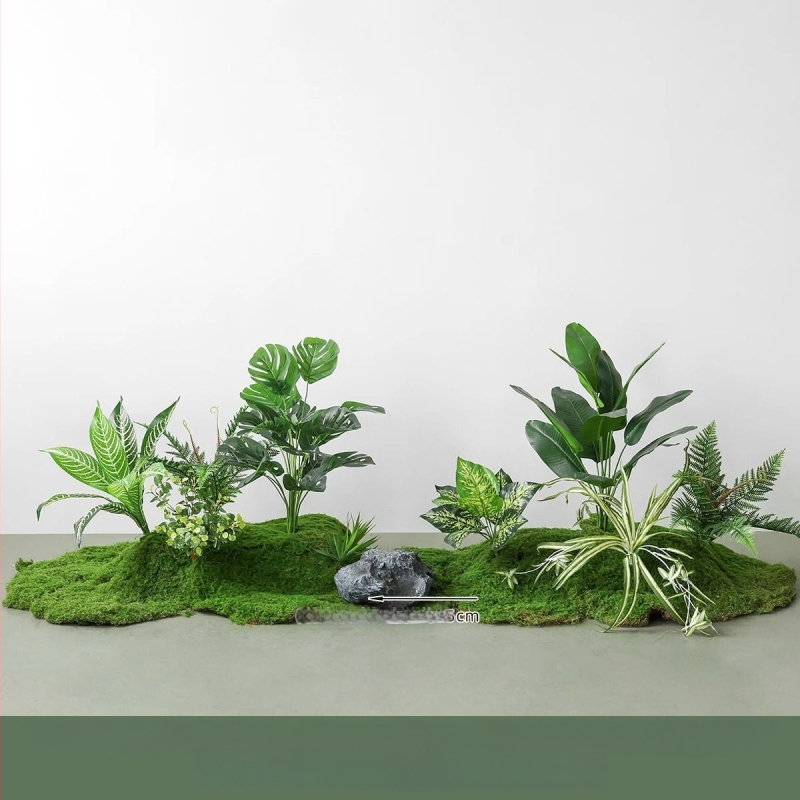 Set decorativ peisaj mușchi artificial — din plastic, turnare prin injecție, stil scandinav casual modern, lux accesibil pentru colțul balconului