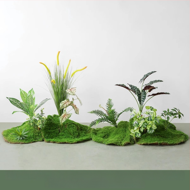 Set decorativ peisaj mușchi artificial — din plastic, turnare prin injecție, stil scandinav casual modern, lux accesibil pentru colțul balconului