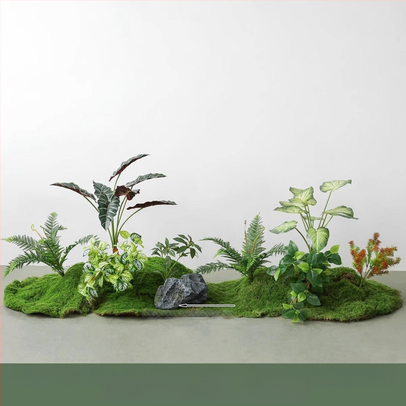 Set decorativ peisaj mușchi artificial — din plastic, turnare prin injecție, stil scandinav casual modern, lux accesibil pentru colțul balconului