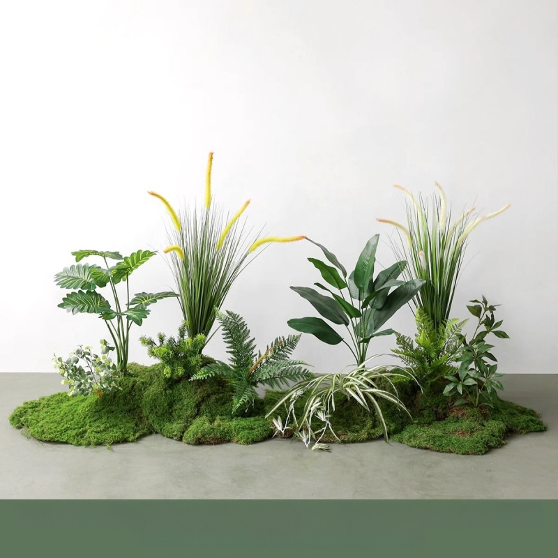 Set decorativ peisaj mușchi artificial — din plastic, turnare prin injecție, stil scandinav casual modern, lux accesibil pentru colțul balconului