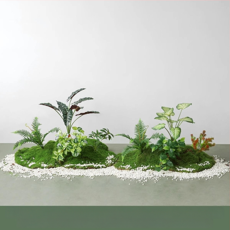 Set decorativ peisaj mușchi artificial — din plastic, turnare prin injecție, stil scandinav casual modern, lux accesibil pentru colțul balconului