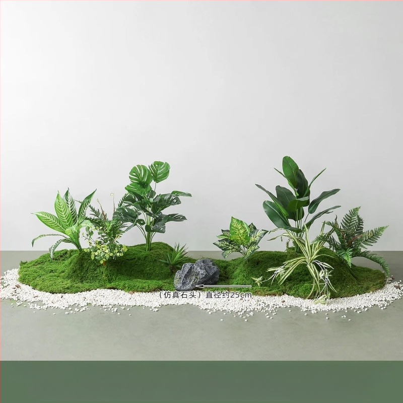 Set decorativ peisaj mușchi artificial — din plastic, turnare prin injecție, stil scandinav casual modern, lux accesibil pentru colțul balconului