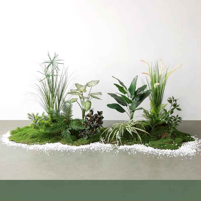 Set decorativ peisaj mușchi artificial — din plastic, turnare prin injecție, stil scandinav casual modern, lux accesibil pentru colțul balconului