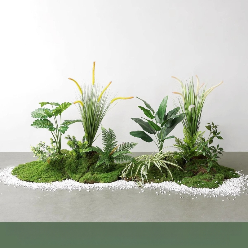 Set decorativ peisaj mușchi artificial — din plastic, turnare prin injecție, stil scandinav casual modern, lux accesibil pentru colțul balconului