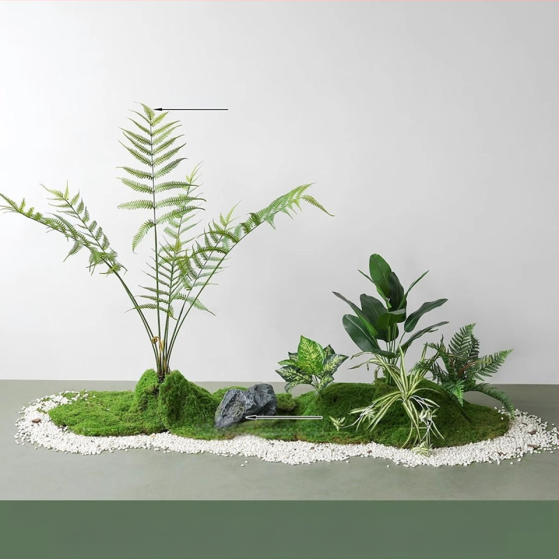 Set decorativ peisaj mușchi artificial — din plastic, turnare prin injecție, stil scandinav casual modern, lux accesibil pentru colțul balconului