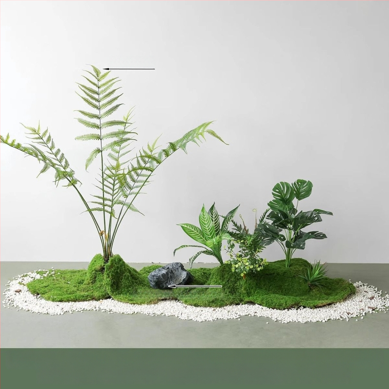 Set decorativ peisaj mușchi artificial — din plastic, turnare prin injecție, stil scandinav casual modern, lux accesibil pentru colțul balconului