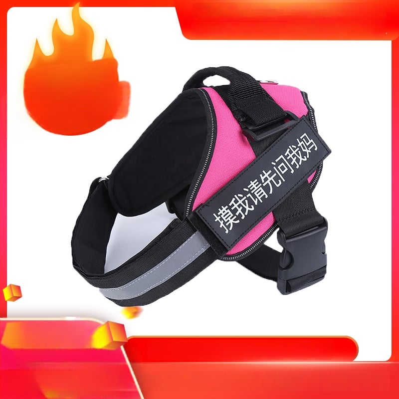 Kutyahám és póráz Oxford anyagból – mellkasi heveder, fényvisszaverő szalag, K9 sétahám stílus