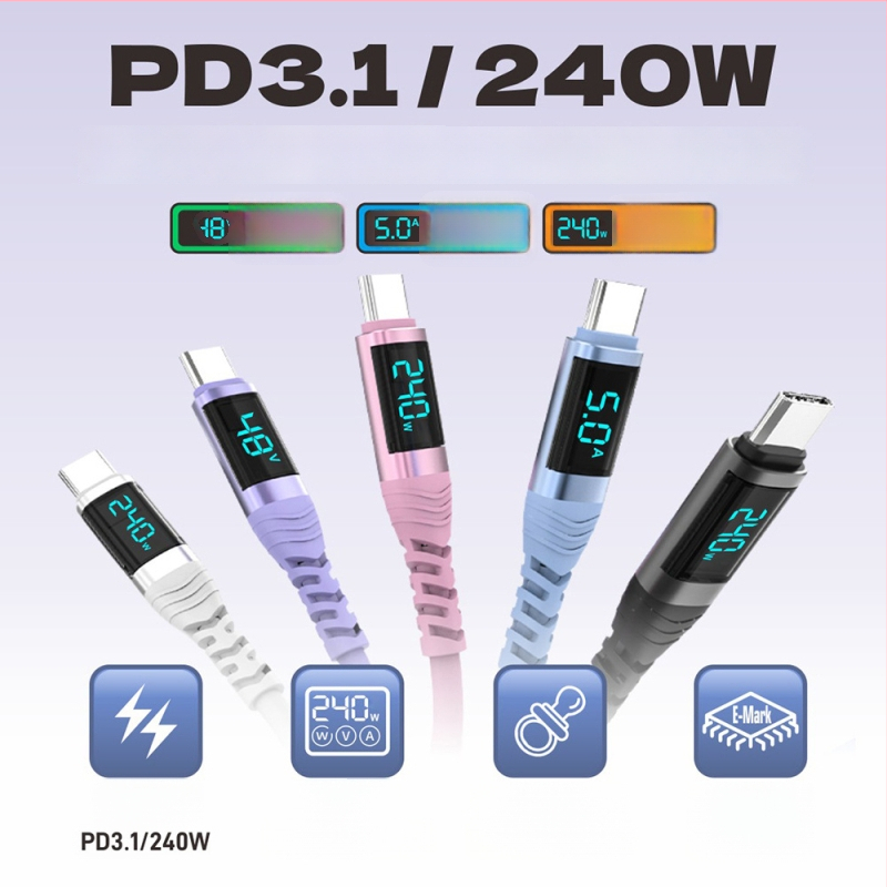 Yichen 240W Type-C gyorstöltés adatkábel, hossz 1–2 m, 48V5A, 480 Mbps