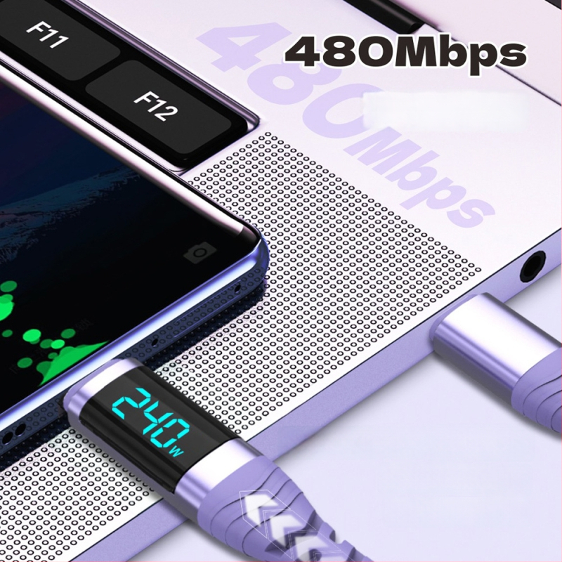 Yichen 240W Type-C gyorstöltés adatkábel, hossz 1–2 m, 48V5A, 480 Mbps