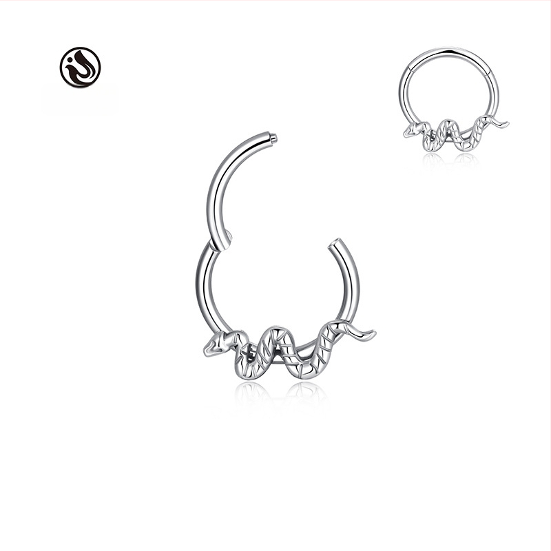 Čūskveidīgs deguna gredzens no G23 titāna sakausējuma, universāls stils, skulpturāla apdare