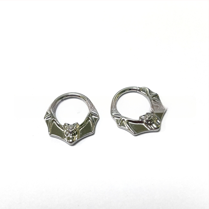 Inel nazal, titan G23, motiv liliac, unisex, piercing fără cusături, BBM113, seria Crazy Animal City, gravură inclusă