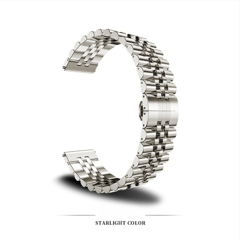 Nerūdijančio plieno laikrodžio dirželis su drugeliu sagtimi, suderinamas su Apple Watch Series 9, Huawei ir Samsung, jungties plotis 14/20/22 mm