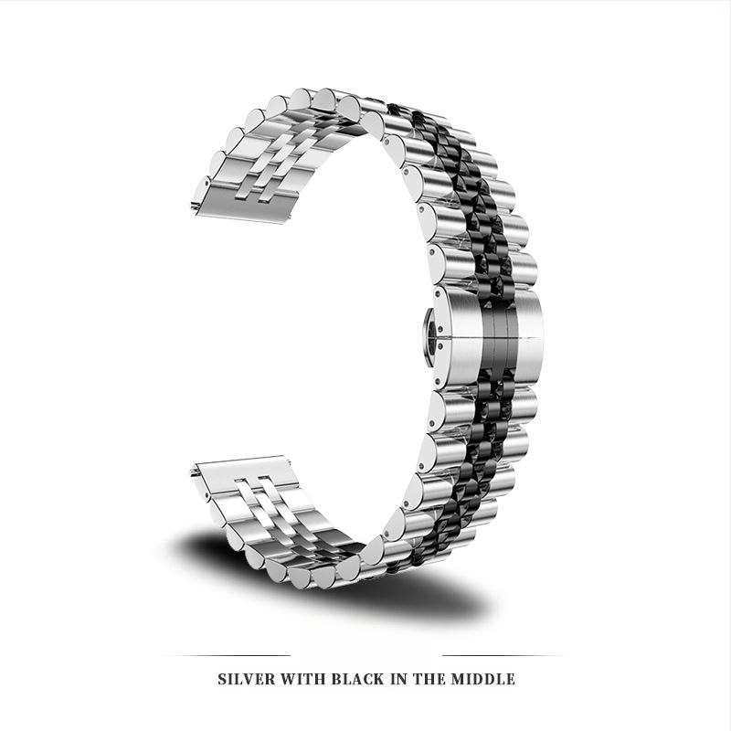 Nerūdijančio plieno laikrodžio dirželis su drugeliu sagtimi, suderinamas su Apple Watch Series 9, Huawei ir Samsung, jungties plotis 14/20/22 mm