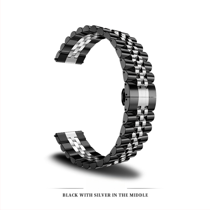 Nerūdijančio plieno laikrodžio dirželis su drugeliu sagtimi, suderinamas su Apple Watch Series 9, Huawei ir Samsung, jungties plotis 14/20/22 mm