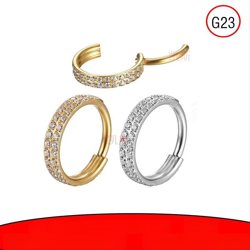 Inel nazal din aliaj de titan, cu dublu strat, formă U, zirconiu, inel circular, bijuterii piercing unisex