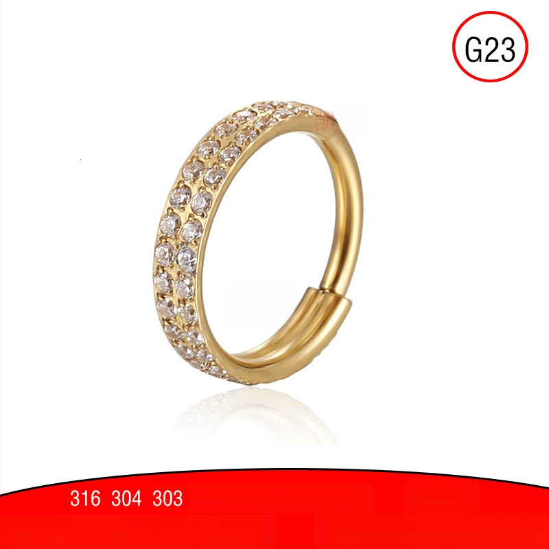 Inel nazal din aliaj de titan, cu dublu strat, formă U, zirconiu, inel circular, bijuterii piercing unisex