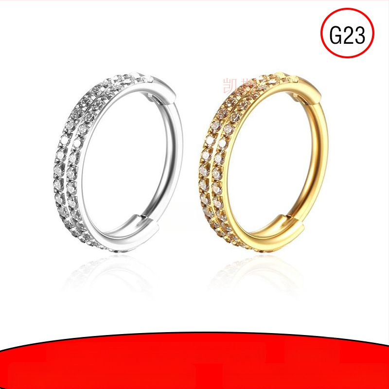 Inel nazal din aliaj de titan, cu dublu strat, formă U, zirconiu, inel circular, bijuterii piercing unisex