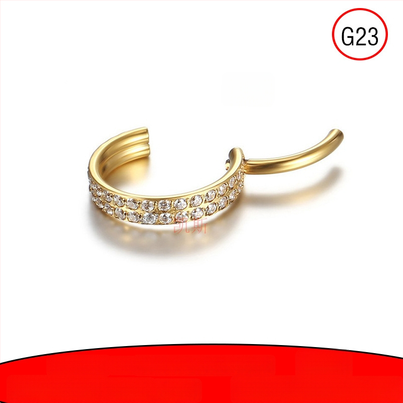 Inel nazal din aliaj de titan, cu dublu strat, formă U, zirconiu, inel circular, bijuterii piercing unisex