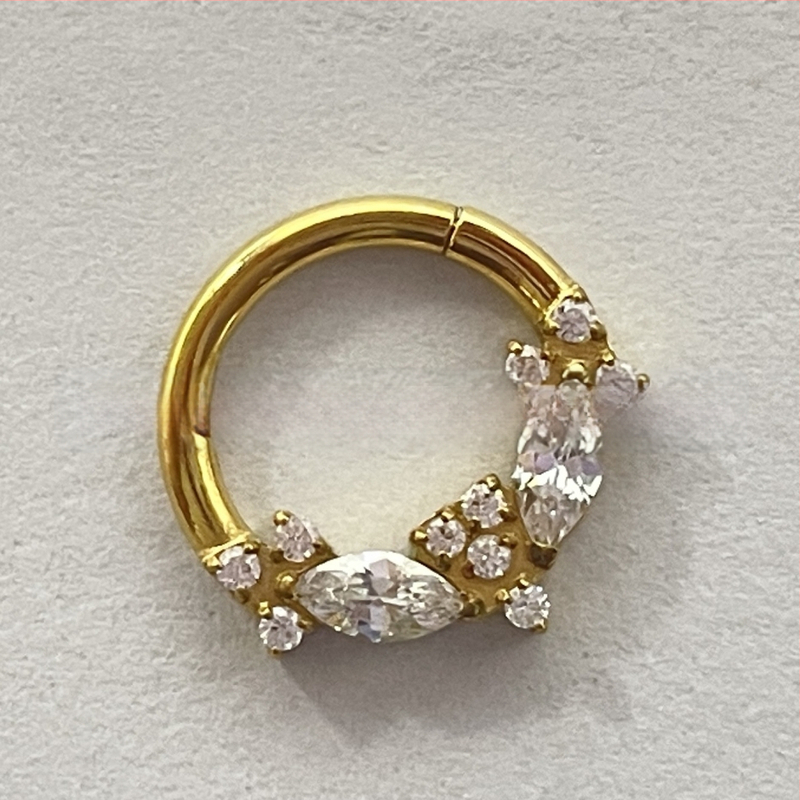 Inel nazal-cercei: aliaj de titan G23, stil unisex modern, design Bow Tie, cristal alb