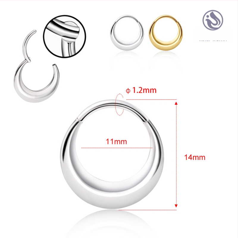 Inel nazal – aliaj titan, formă eliptică, gravat, Unisex, inel închis, fără sudură