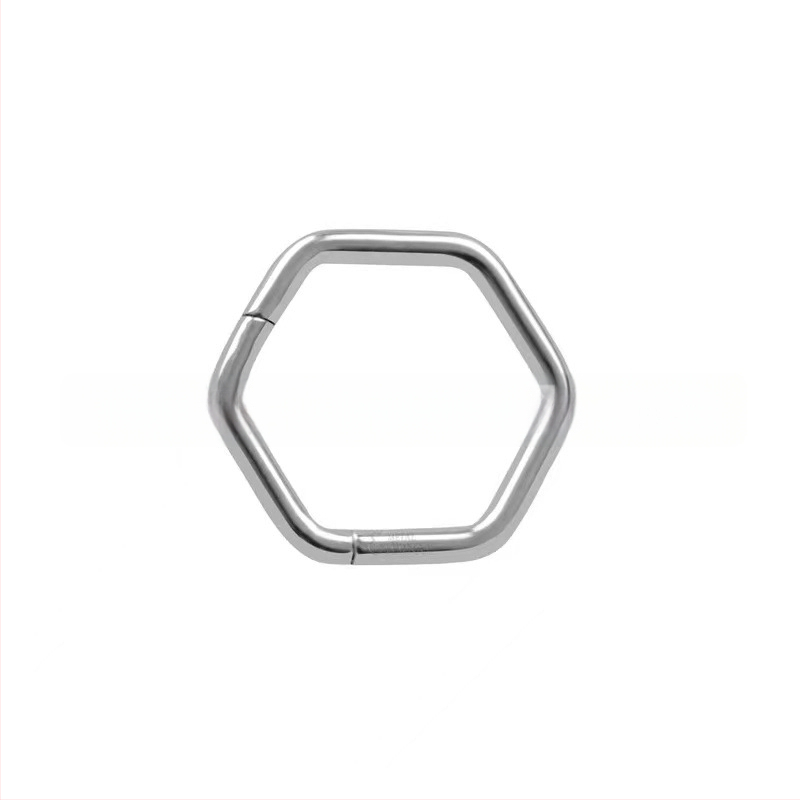 Inel nazal geometric din aliaj de titan, cu design cu balama şi cristal alb (puritate 18K)