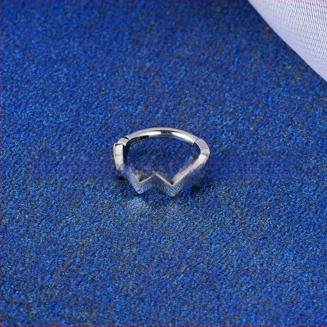 Inel nazal cu design geometric ondulat în formă de U, aliaje titan G23, seria Princess, gravură