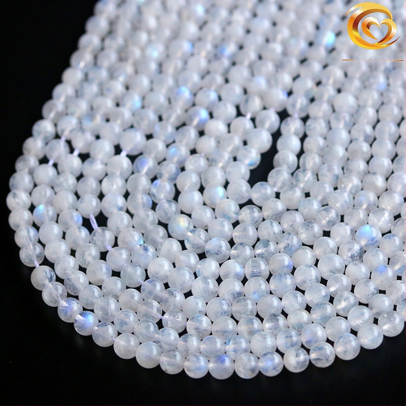 Prirodne plave mjesečeve kamene perle, za DIY dugi lančić, perle složene u tri prstena