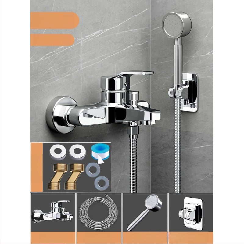 Душ комплект от мед, скрит вградим монтаж, модел 85-1, 1.6 MPa, функции дъжд и мехури, кръгла душ глава, модерен минималистичен стил