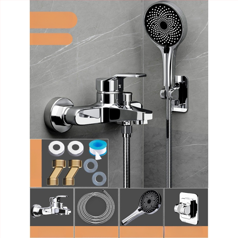 Душ комплект от мед, скрит вградим монтаж, модел 85-1, 1.6 MPa, функции дъжд и мехури, кръгла душ глава, модерен минималистичен стил