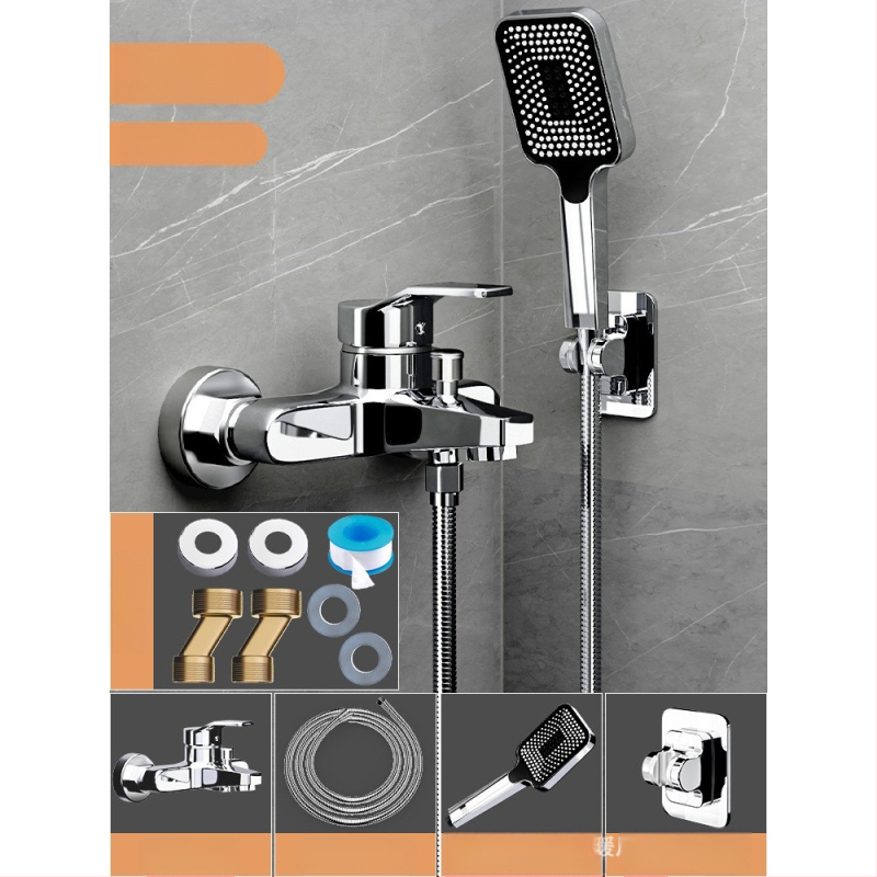 Душ комплект от мед, скрит вградим монтаж, модел 85-1, 1.6 MPa, функции дъжд и мехури, кръгла душ глава, модерен минималистичен стил