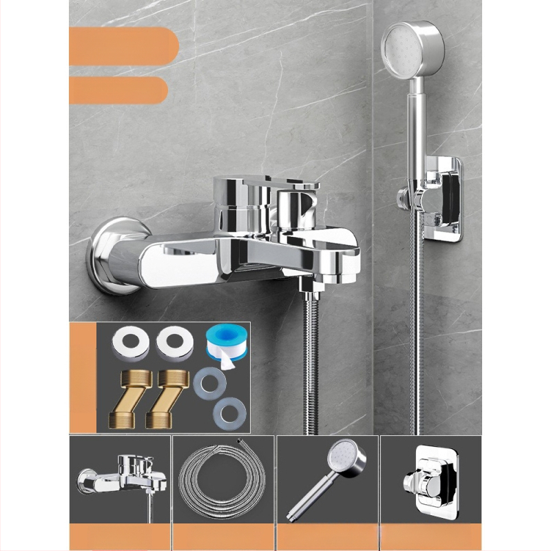 Душ комплект от мед, скрит вградим монтаж, модел 85-1, 1.6 MPa, функции дъжд и мехури, кръгла душ глава, модерен минималистичен стил