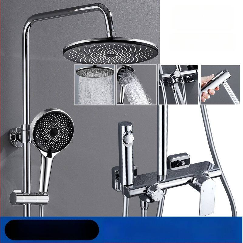 Душ комплект от мед, скрит вградим монтаж, модел 85-1, 1.6 MPa, функции дъжд и мехури, кръгла душ глава, модерен минималистичен стил