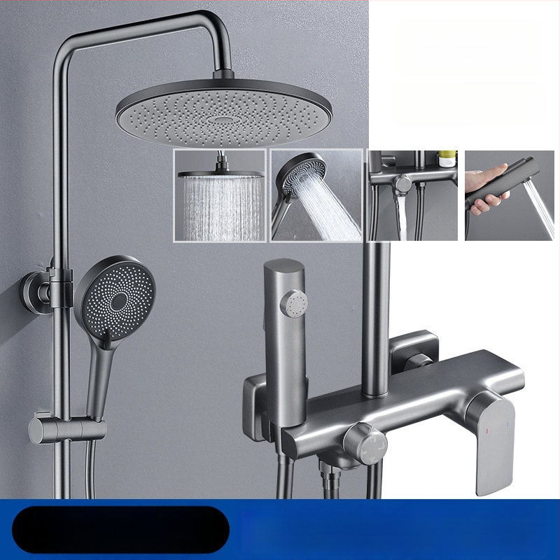 Душ комплект от мед, скрит вградим монтаж, модел 85-1, 1.6 MPa, функции дъжд и мехури, кръгла душ глава, модерен минималистичен стил