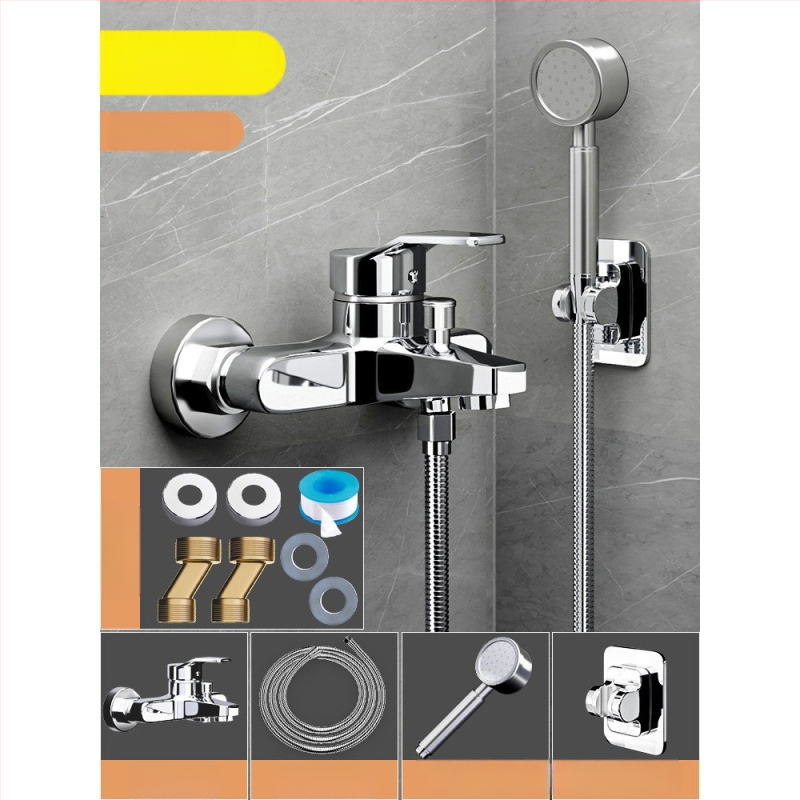 Душ комплект от мед, скрит вградим монтаж, модел 85-1, 1.6 MPa, функции дъжд и мехури, кръгла душ глава, модерен минималистичен стил