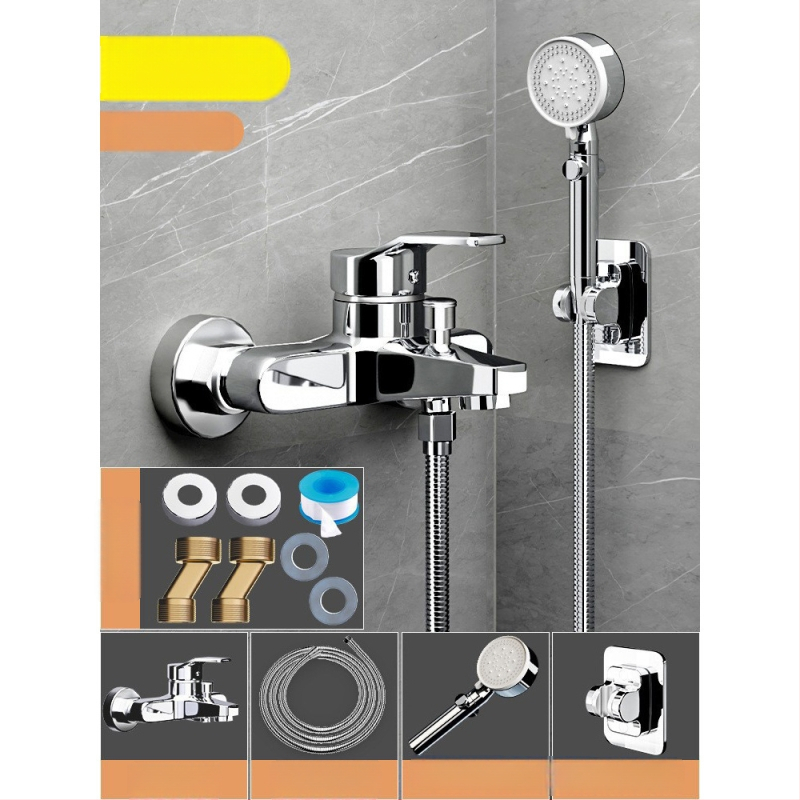 Душ комплект от мед, скрит вградим монтаж, модел 85-1, 1.6 MPa, функции дъжд и мехури, кръгла душ глава, модерен минималистичен стил