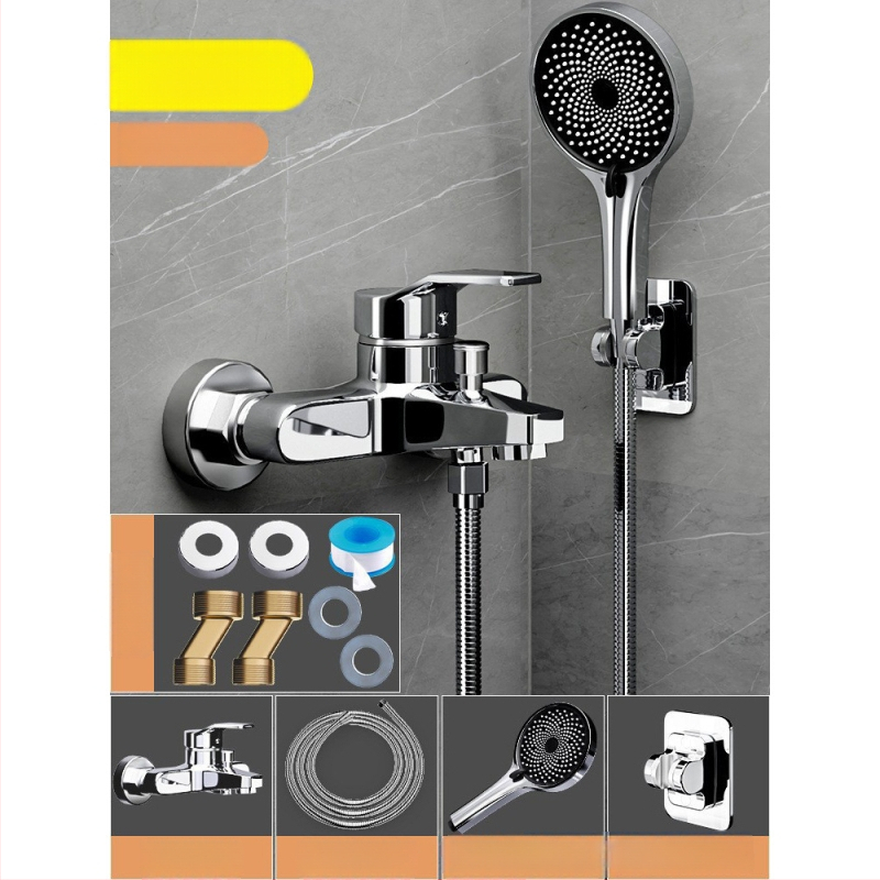 Душ комплект от мед, скрит вградим монтаж, модел 85-1, 1.6 MPa, функции дъжд и мехури, кръгла душ глава, модерен минималистичен стил