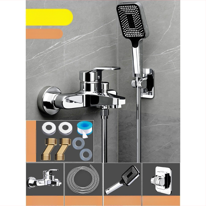 Душ комплект от мед, скрит вградим монтаж, модел 85-1, 1.6 MPa, функции дъжд и мехури, кръгла душ глава, модерен минималистичен стил