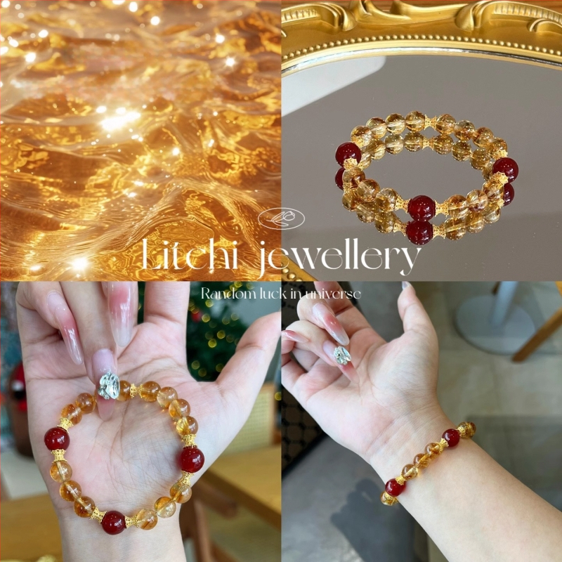 Βραχιόλι | Κρύσταλλος κιτρίνης, χάντρες από αχάτη, στοιχεία από κράμα, αυθεντικός σχεδιασμός, κινεζικό στυλ