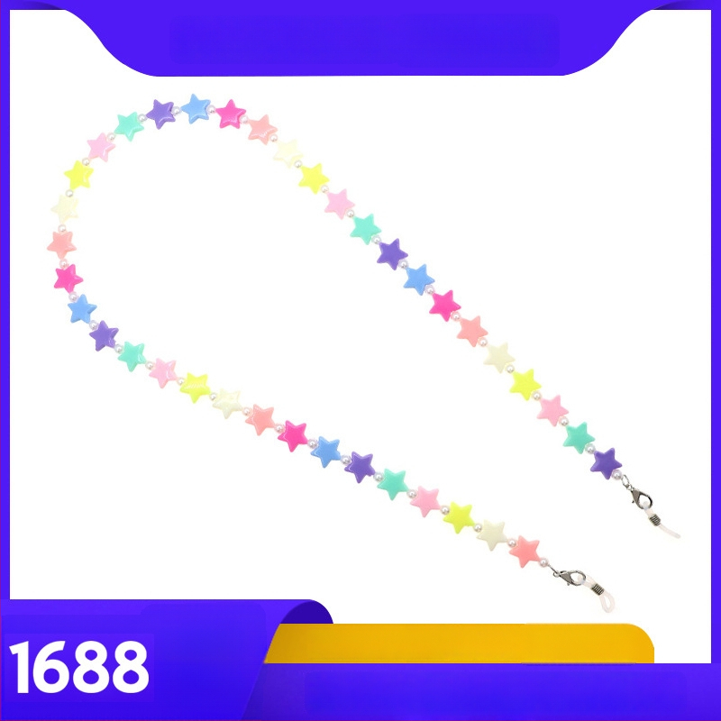 Vaikų kaukės ir akinių grandinė, penkiakampė žvaigždė, akrilas, rankų darbas