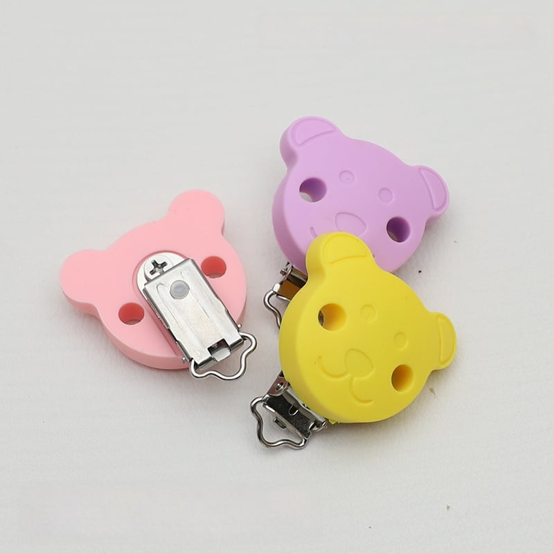 Silikoninis čiulptuko laikiklis su meškiuko raštu karikatūriniam stiliui