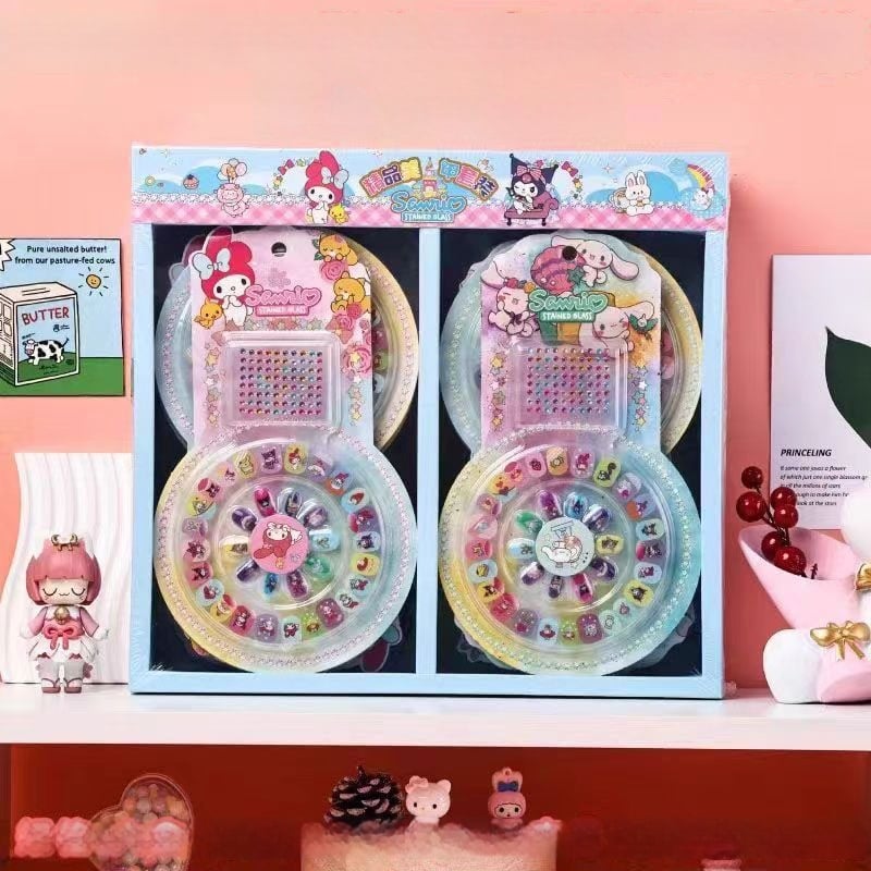 Nagų lipdukų rinkinys su blizgučiais, akrilas, vaikų animacijos stilius (Pavasaris 2023)