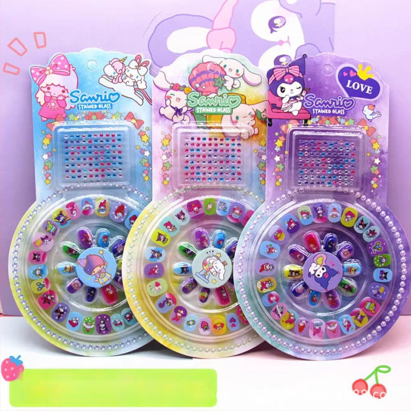 Nagų lipdukų rinkinys su blizgučiais, akrilas, vaikų animacijos stilius (Pavasaris 2023)